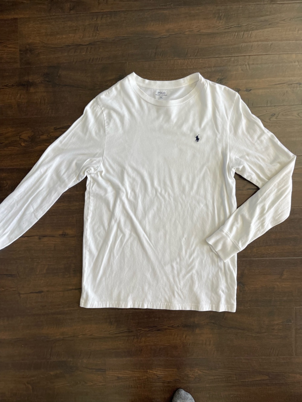 POLO RALPH LAUREN Classic White Crewneck Longsleeve Cotton Tee Shirt Size XL